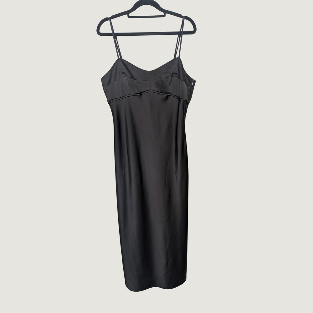 WAYF Emipre Waist Satin Slip Maxi Dress Whimsigoth LBD Black Medium